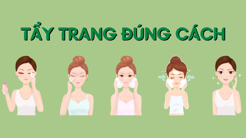 Tẩy trang và rửa mặt là quy trình làm sạch da trang điểm hiệu quả