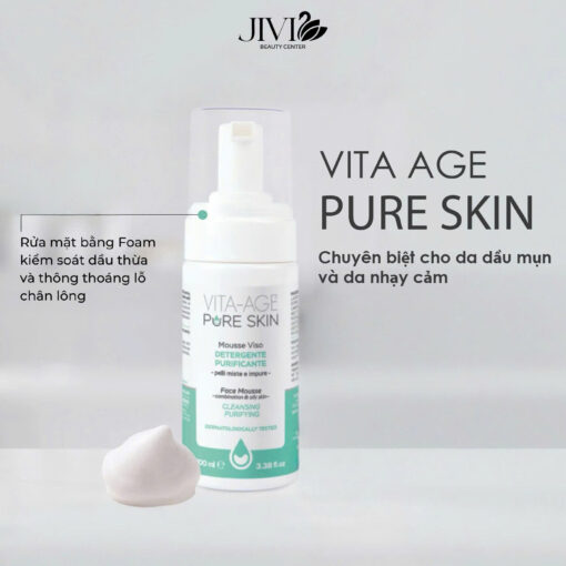 1) Bọt rửa mặt cho da dầu mụn Vita Age pure skin cleansing purifying 100ml